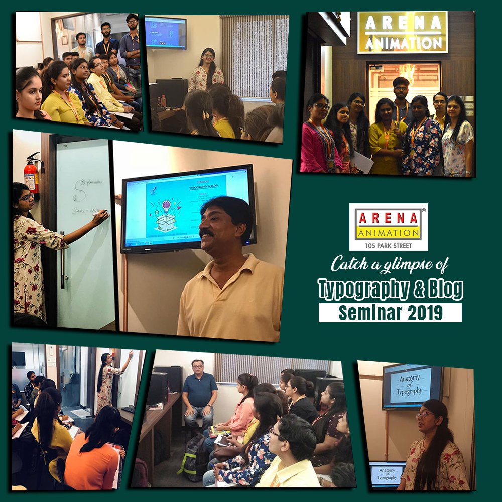 Pictures from a workshop on Typography and blogs held in 2019 at Arena Animation, Park Street