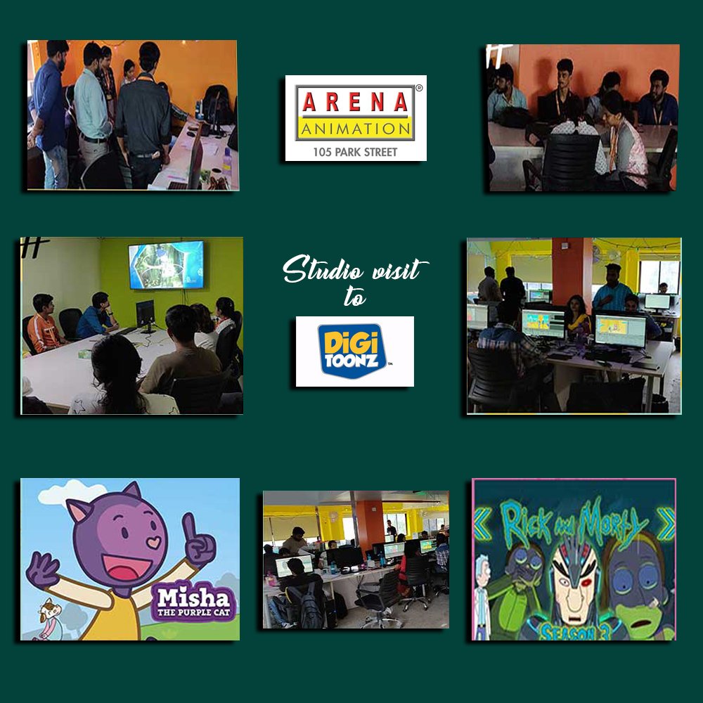 Pictures from Digitoonz studio visit by students of Arena Animation, Park Street