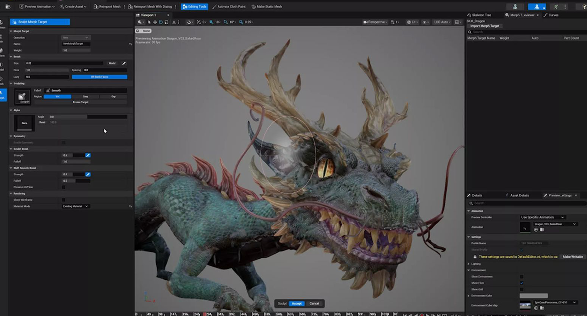 Real-time animation Unreal Engine